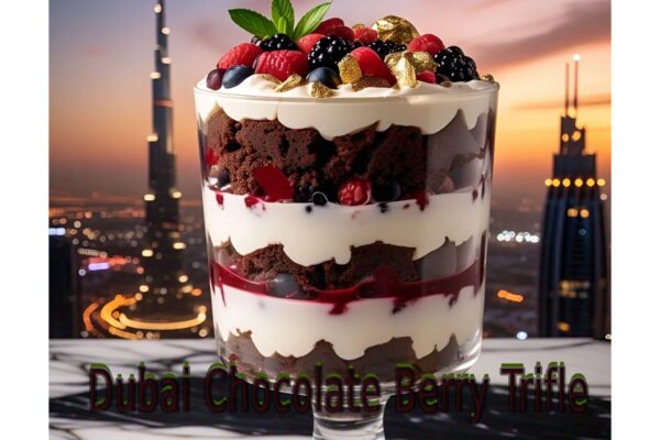 Dubai Chocolate Berry Trifle